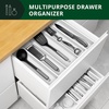 image:imageDrawer Organizer for Kitchen Organization  Expandable Bamboo Silverware Drawer Organizer with Removable Knife Block Bamboo Cutlery NonSlip Utensil Organizer with 7Slot Knife Storage for FlatwareWhite