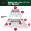image:imageDrawer Organizer for Kitchen Organization  Expandable Bamboo Silverware Drawer Organizer with Removable Knife Block Bamboo Cutlery NonSlip Utensil Organizer with 7Slot Knife Storage for FlatwareWhite