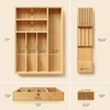 image:imageDrawer Organizer for Kitchen Organization  Expandable Bamboo Silverware Drawer Organizer with Removable Knife Block Bamboo Cutlery NonSlip Utensil Organizer with 7Slot Knife Storage for FlatwareNatural