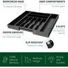 image:imageDrawer Organizer for Kitchen Organization  Expandable Bamboo Silverware Drawer Organizer with Removable Knife Block Bamboo Cutlery NonSlip Utensil Organizer with 7Slot Knife Storage for FlatwareBlack