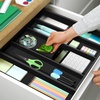 image:imageDrawer Organizer for Kitchen Organization  Expandable Bamboo Silverware Drawer Organizer with Removable Knife Block Bamboo Cutlery NonSlip Utensil Organizer with 7Slot Knife Storage for FlatwareBlack