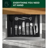 image:imageDrawer Organizer for Kitchen Organization  Expandable Bamboo Silverware Drawer Organizer with Removable Knife Block Bamboo Cutlery NonSlip Utensil Organizer with 7Slot Knife Storage for FlatwareBlack