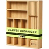 image:imageDrawer Organizer for Kitchen Organization  Expandable Bamboo Silverware Drawer Organizer with Removable Knife Block Bamboo Cutlery NonSlip Utensil Organizer with 7Slot Knife Storage for FlatwareNatural