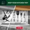 image:imageDrawer Organizer for Kitchen Organization  Expandable Bamboo Silverware Drawer Organizer with Removable Knife Block Bamboo Cutlery NonSlip Utensil Organizer with 7Slot Knife Storage for FlatwareWhite