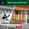 image:imageDrawer Organizer for Kitchen Organization  Expandable Bamboo Silverware Drawer Organizer with Removable Knife Block Bamboo Cutlery NonSlip Utensil Organizer with 7Slot Knife Storage for FlatwareNatural