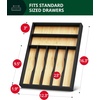 image:imageDrawer Organizer for Kitchen Organization  Expandable Bamboo Silverware Drawer Organizer with Removable Knife Block Bamboo Cutlery NonSlip Utensil Organizer with 7Slot Knife Storage for FlatwareBlackNatural