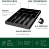 image:imageDrawer Organizer for Kitchen Organization  Expandable Bamboo Silverware Drawer Organizer with Removable Knife Block Bamboo Cutlery NonSlip Utensil Organizer with 7Slot Knife Storage for FlatwareBlack