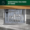 image:imageDrawer Organizer for Kitchen Organization  Expandable Bamboo Silverware Drawer Organizer with Removable Knife Block Bamboo Cutlery NonSlip Utensil Organizer with 7Slot Knife Storage for FlatwareGray