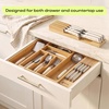image:imageDrawer Organizer for Kitchen Organization  Expandable Bamboo Silverware Drawer Organizer with Removable Knife Block Bamboo Cutlery NonSlip Utensil Organizer with 7Slot Knife Storage for FlatwareNatural