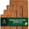 image:imageROYAL CRAFT WOOD Wooden Cutting Boards for Kitchen Meal Prep amp Serving  Bamboo Non Toxic Cutting Board Set with Deep Juice Groove Side Handles  Charcuterie amp Chopping Butcher Block for Meat 2 PcsBrown
