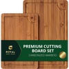 image:imageROYAL CRAFT WOOD Wooden Cutting Boards for Kitchen Meal Prep amp Serving  Bamboo Non Toxic Cutting Board Set with Deep Juice Groove Side Handles  Charcuterie amp Chopping Butcher Block for Meat 2 PcsBrown