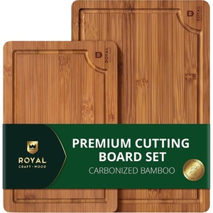 image:imageROYAL CRAFT WOOD Wooden Cutting Boards for Kitchen Meal Prep amp Serving  Bamboo Non Toxic Cutting Board Set with Deep Juice Groove Side Handles  Charcuterie amp Chopping Butcher Block for Meat 2 PcsBrown