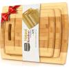 imageUtopia Kitchen 3 Piece Bamboo Cutting Boards with Juice Grooves  BPA Free  Ecofriendly  Natural Organic Bamboo Chopping Boards for Vegetables Meat and Cheese Pack Of 5