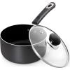 imageUtopia Kitchen Nonstick Saucepan 2 Quarts with Detachable handle ampamp Glass Lid Induction Compatible StayCool Handle Multipurpose Use for Kitchen or Restaurant Grey  Black Pack of 6