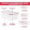 imageUtopia Kitchen Plastic Food Storage Container Set with Airtight Lids  Pack of 24 12 Containers ampamp 12 Snap Lids Reusable ampamp Leftover Food Lunch Boxes  Leak Proof Freezer ampamp Microwave SafeRed