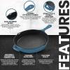 imageUtopia Kitchen Saute Fry Pan  Chefs Pan PreSeasoned Cast Iron Skillet  Frying Pan 12 Inch  Safe Grill Cookware for indoor ampamp Outdoor Use  Cast Iron Pan Black  Pack of 4Teal