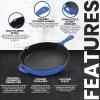 imageUtopia Kitchen Saute Fry Pan  Chefs Pan PreSeasoned Cast Iron Skillet  Frying Pan 12 Inch  Safe Grill Cookware for indoor ampamp Outdoor Use  Cast Iron Pan Black  Pack of 4Blue