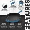 imageUtopia Kitchen Saute Fry Pan  Chefs Pan PreSeasoned Cast Iron Skillet  Frying Pan 12 Inch  Safe Grill Cookware for indoor ampamp Outdoor Use  Cast Iron Pan Black  Pack of 4Teal