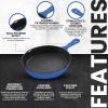 imageUtopia Kitchen Saute Fry Pan  Chefs Pan PreSeasoned Cast Iron Skillet  Frying Pan 12 Inch  Safe Grill Cookware for indoor ampamp Outdoor Use  Cast Iron Pan Black  Pack of 4Blue