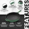 imageUtopia Kitchen Saute Fry Pan  Chefs Pan PreSeasoned Cast Iron Skillet  Frying Pan 12 Inch  Safe Grill Cookware for indoor ampamp Outdoor Use  Cast Iron Pan Black  Pack of 4Green