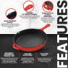 imageUtopia Kitchen Saute Fry Pan  Chefs Pan PreSeasoned Cast Iron Skillet  Frying Pan 12 Inch  Safe Grill Cookware for indoor ampamp Outdoor Use  Cast Iron Pan Black  Pack of 4Red