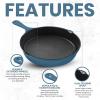 imageUtopia Kitchen Saute Fry Pan  Chefs Pan PreSeasoned Cast Iron Skillet  Frying Pan 12 Inch  Safe Grill Cookware for indoor ampamp Outdoor Use  Cast Iron Pan Black  Pack of 4Teal