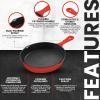 imageUtopia Kitchen Saute Fry Pan  Chefs Pan PreSeasoned Cast Iron Skillet  Frying Pan 12 Inch  Safe Grill Cookware for indoor ampamp Outdoor Use  Cast Iron Pan Black  Pack of 4Red
