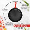 imageUtopia Kitchen Saute Fry Pan  Chefs Pan PreSeasoned Cast Iron Skillet  Frying Pan 12 Inch  Safe Grill Cookware for indoor ampamp Outdoor Use  Cast Iron Pan Black  Pack of 4Red