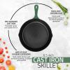 imageUtopia Kitchen Saute Fry Pan  Chefs Pan PreSeasoned Cast Iron Skillet  Frying Pan 12 Inch  Safe Grill Cookware for indoor ampamp Outdoor Use  Cast Iron Pan Black  Pack of 4Green