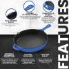 imageUtopia Kitchen Saute Fry Pan  Chefs Pan PreSeasoned Cast Iron Skillet  Frying Pan 12 Inch  Safe Grill Cookware for indoor ampamp Outdoor Use  Cast Iron Pan Black  Pack of 4Blue