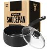 imageUtopia Kitchen Nonstick Saucepan 2 Quarts with Detachable handle ampamp Glass Lid Induction Compatible StayCool Handle Multipurpose Use for Kitchen or Restaurant Grey  Black Pack of 6