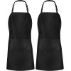 imageUtopia Kitchen 2 Pack Bib Apron Adjustable with 2 Pockets Water and Oil Resistant Cooking Kitchen Chef Apron for Women MenBlack