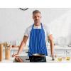 imageUtopia Kitchen 2 Pack Bib Apron Adjustable with 2 Pockets Water and Oil Resistant Cooking Kitchen Chef Apron for Women MenBlue Solid  Stripe