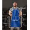 imageUtopia Kitchen 2 Pack Bib Apron Adjustable with 2 Pockets Water and Oil Resistant Cooking Kitchen Chef Apron for Women MenBlue Solid  Stripe
