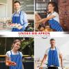 imageUtopia Kitchen 2 Pack Bib Apron Adjustable with 2 Pockets Water and Oil Resistant Cooking Kitchen Chef Apron for Women MenBlue Stripes