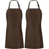 imageUtopia Kitchen 2 Pack Bib Apron Adjustable with 2 Pockets Water and Oil Resistant Cooking Kitchen Chef Apron for Women MenBrown