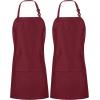 imageUtopia Kitchen 2 Pack Bib Apron Adjustable with 2 Pockets Water and Oil Resistant Cooking Kitchen Chef Apron for Women MenBurgundy