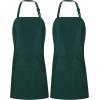 imageUtopia Kitchen 2 Pack Bib Apron Adjustable with 2 Pockets Water and Oil Resistant Cooking Kitchen Chef Apron for Women MenGreen