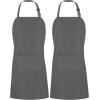 imageUtopia Kitchen 2 Pack Bib Apron Adjustable with 2 Pockets Water and Oil Resistant Cooking Kitchen Chef Apron for Women MenGrey