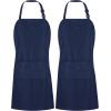 imageUtopia Kitchen 2 Pack Bib Apron Adjustable with 2 Pockets Water and Oil Resistant Cooking Kitchen Chef Apron for Women MenNavy