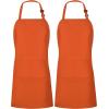 imageUtopia Kitchen 2 Pack Bib Apron Adjustable with 2 Pockets Water and Oil Resistant Cooking Kitchen Chef Apron for Women MenOrange
