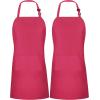 imageUtopia Kitchen 2 Pack Bib Apron Adjustable with 2 Pockets Water and Oil Resistant Cooking Kitchen Chef Apron for Women MenPink