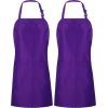 imageUtopia Kitchen 2 Pack Bib Apron Adjustable with 2 Pockets Water and Oil Resistant Cooking Kitchen Chef Apron for Women MenPurple