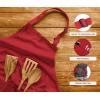 imageUtopia Kitchen 2 Pack Bib Apron Adjustable with 2 Pockets Water and Oil Resistant Cooking Kitchen Chef Apron for Women MenRed