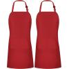 imageUtopia Kitchen 2 Pack Bib Apron Adjustable with 2 Pockets Water and Oil Resistant Cooking Kitchen Chef Apron for Women MenRed