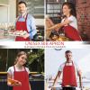 imageUtopia Kitchen 2 Pack Bib Apron Adjustable with 2 Pockets Water and Oil Resistant Cooking Kitchen Chef Apron for Women MenRed