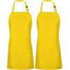 imageUtopia Kitchen 2 Pack Bib Apron Adjustable with 2 Pockets Water and Oil Resistant Cooking Kitchen Chef Apron for Women MenYellow