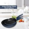imageUtopia Kitchen NonStick Frying Pan Set with Induction Bottom 3Piece Nonstick Cookware Set Including 8 95 and 11 Inch Frying Pans Nonstick with Bakelite Handle PFOA Free Dishwasher Safe GreyMidnight Blue
