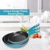 imageUtopia Kitchen NonStick Frying Pan Set with Induction Bottom 3Piece Nonstick Cookware Set Including 8 95 and 11 Inch Frying Pans Nonstick with Bakelite Handle PFOA Free Dishwasher Safe GreyTurquoiseBlack
