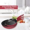 imageUtopia Kitchen NonStick Frying Pan Set with Induction Bottom 3Piece Nonstick Cookware Set Including 8 95 and 11 Inch Frying Pans Nonstick with Bakelite Handle PFOA Free Dishwasher Safe GreyRedBlack